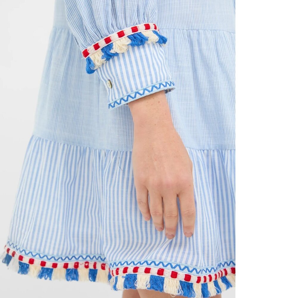 Tuckernuck Chambray Stripe Fringe Jen Dress NWT - Picture 2 of 6